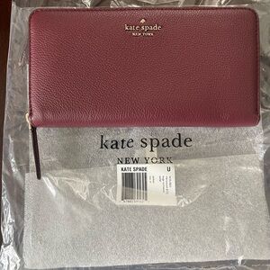 Kate Spade Plum Leather Zip Wallet